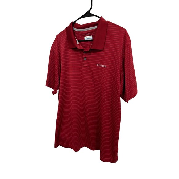 Columbia Mens Omni-Shade Polo Shirt Red Stripe Polyester Sz XL - Picture 3 of 7
